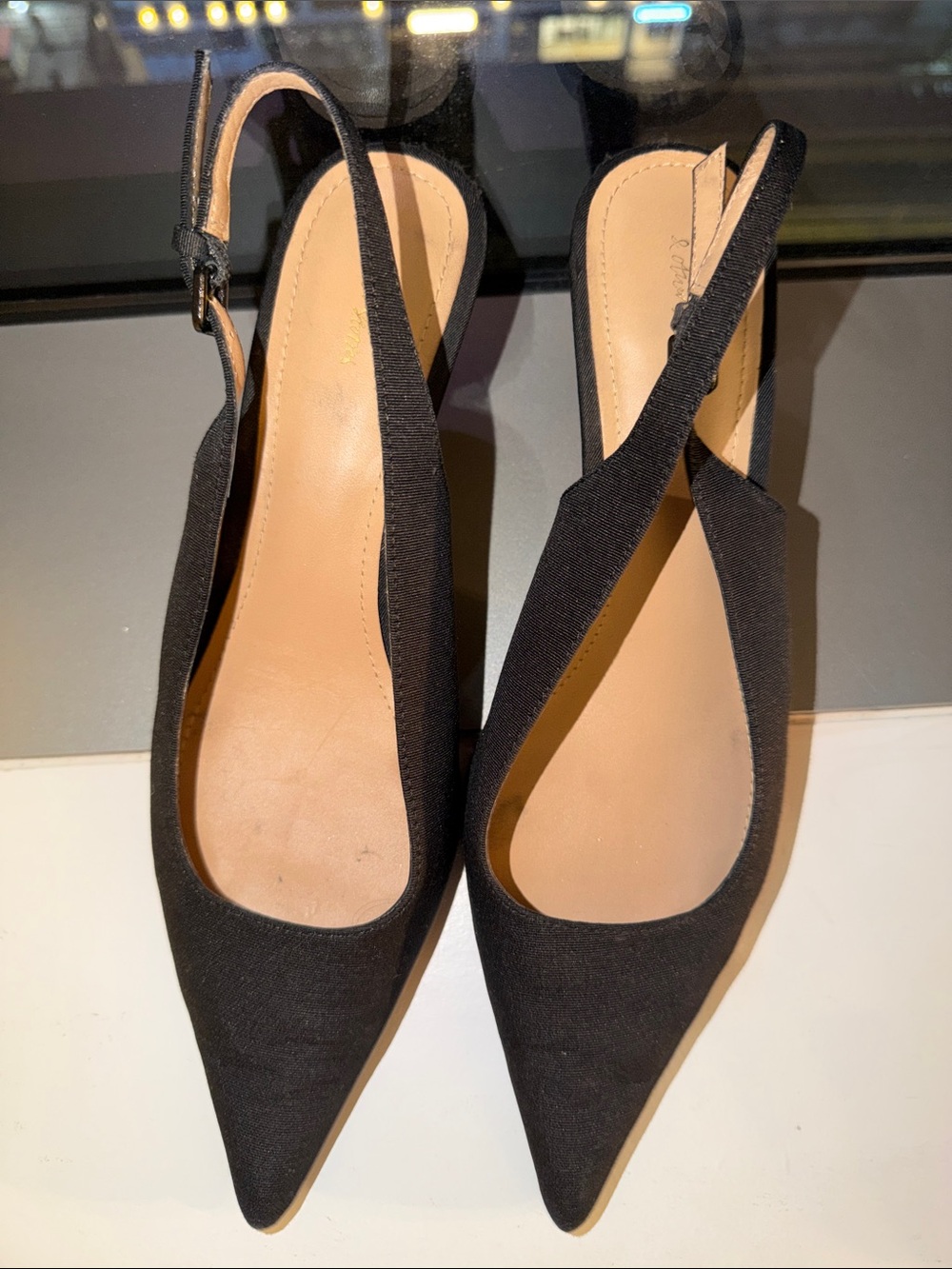 Women's Black Pointed Slingback Heels - Sleek Evening Pumps